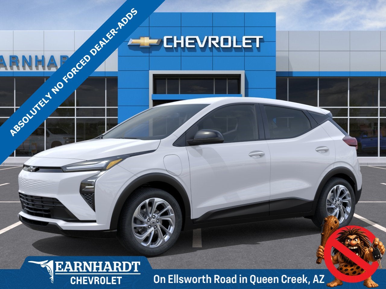 2027 Chevrolet Bolt LT in Summit White — front three-quarter view