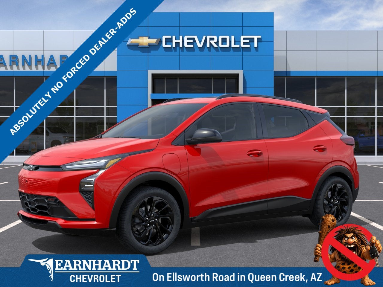 2027 Chevrolet Bolt RS in Habanero Orange — front three-quarter view