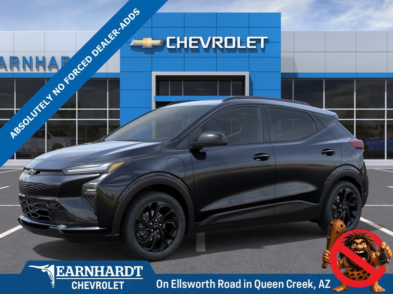 2027 Chevrolet Bolt RS in Mosaic Black Metallic — front three-quarter view
