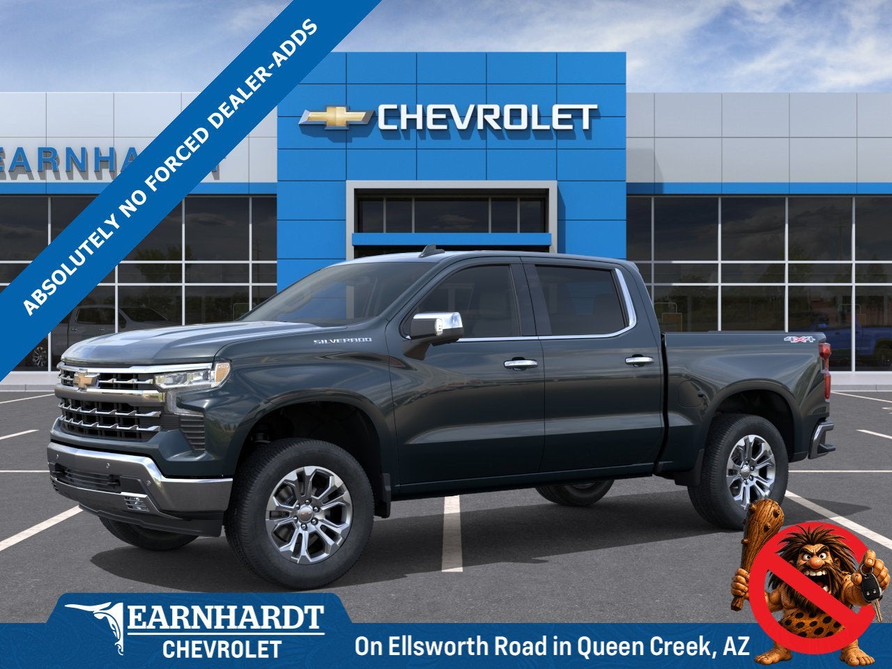 2026 Chevrolet Silverado 1500 LTZ in Cypress Gray — front three-quarter view