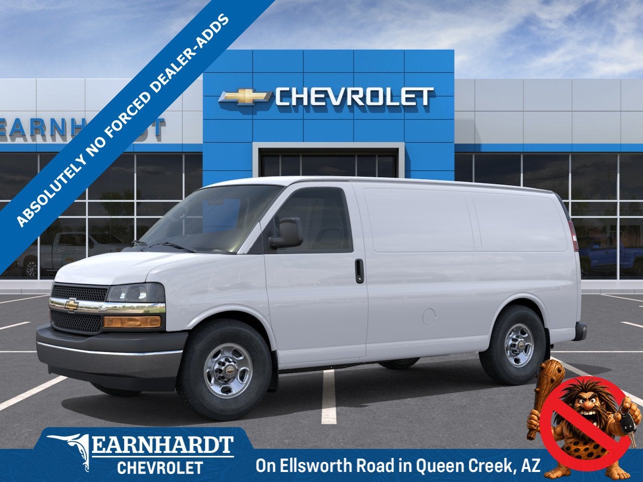 2026 Chevrolet Express Cargo WT in Summit White — front three-quarter view