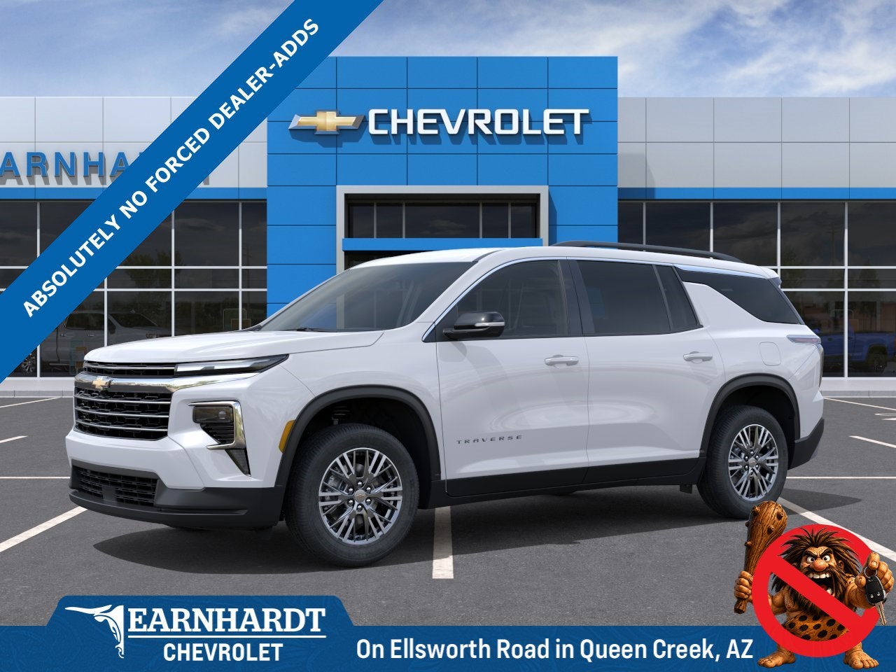 2026 Chevrolet Traverse LT in Summit White — front three-quarter view