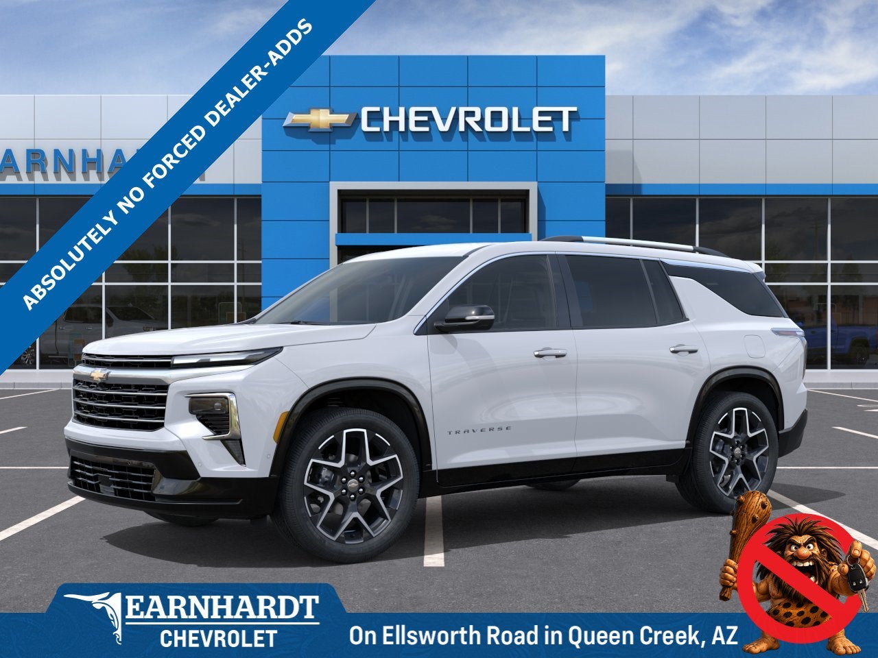 2026 Chevrolet Traverse High Country in Polar White Tricoat — front three-quarter view