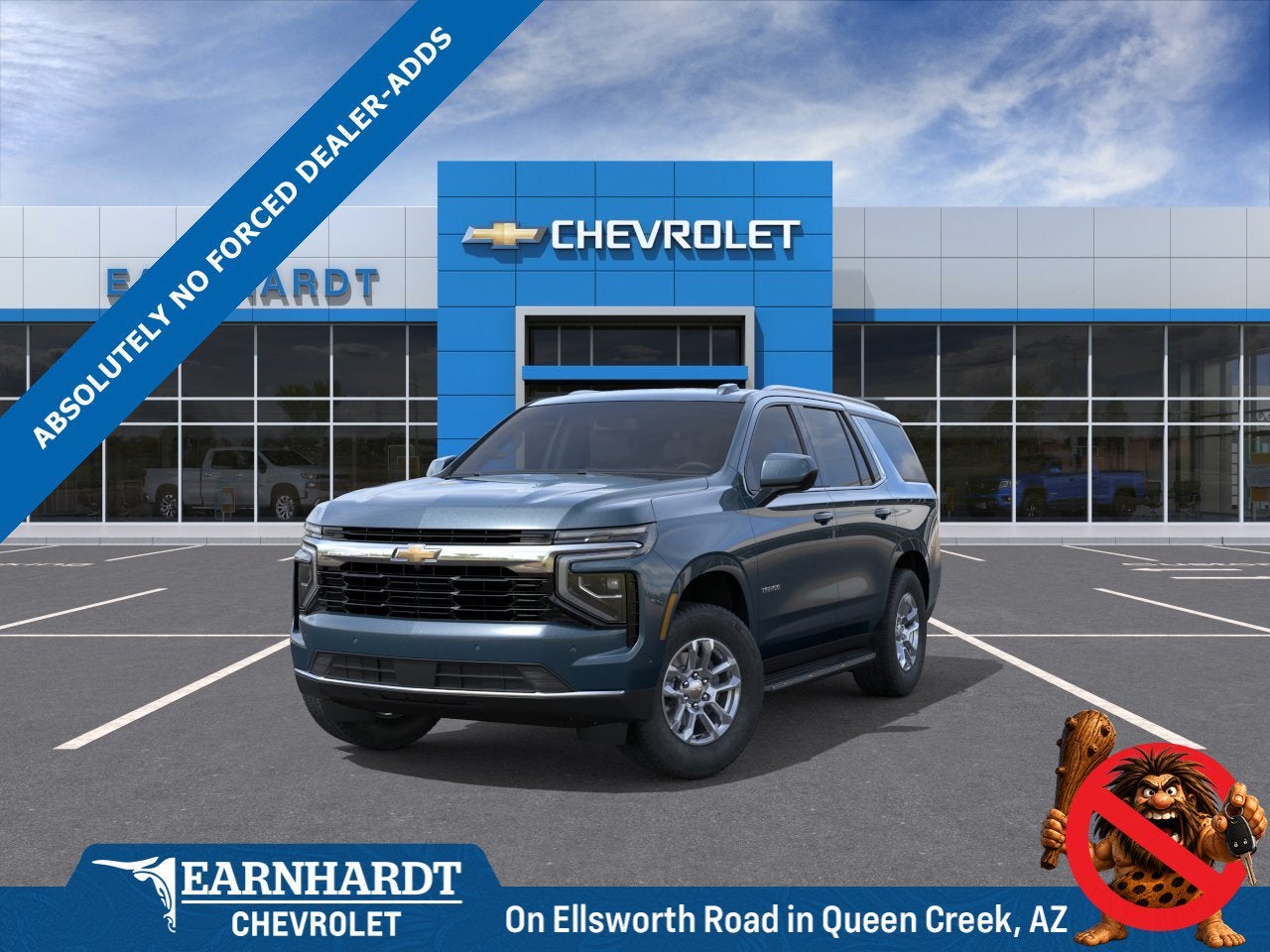 2026 Chevrolet Tahoe LS in Lakeshore Blue Metallic — front three-quarter view