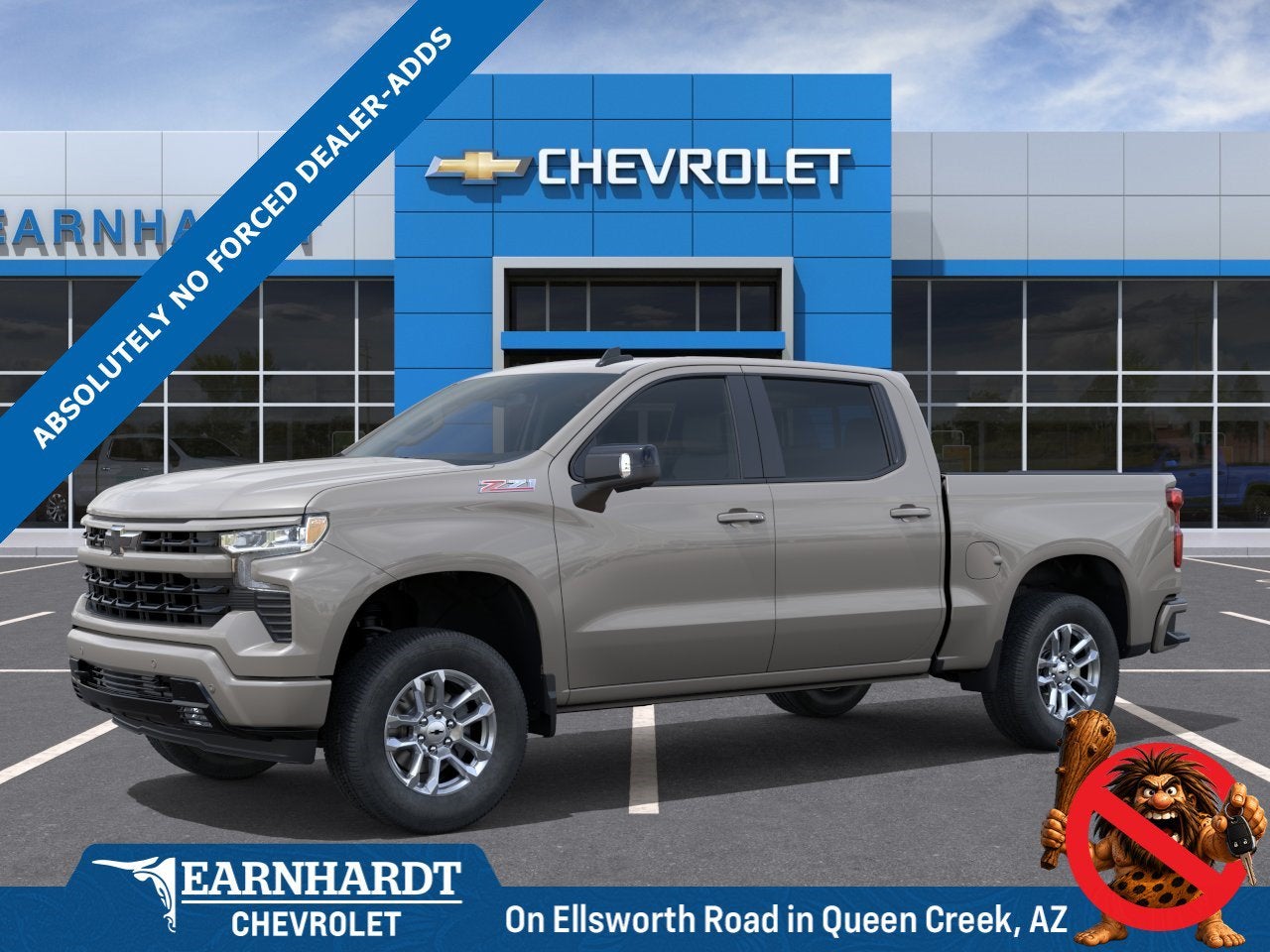 2026 Chevrolet Silverado 1500 RST in White Sands — front three-quarter view